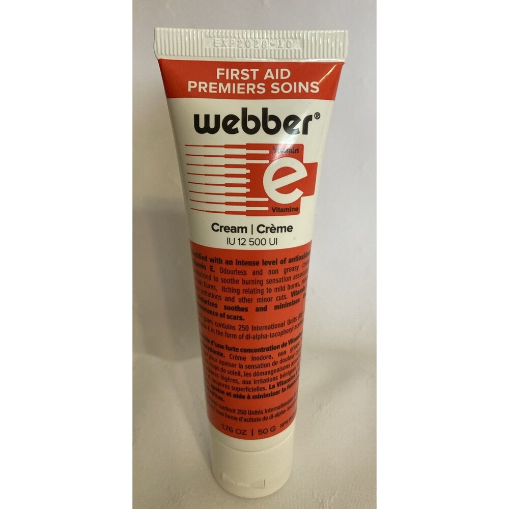 Webber Naturals First Aid Vitamin E Cream Reduces Scars, Non-Greasy 1.76 oz/50g